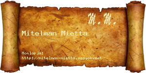 Mitelman Mietta névjegykártya